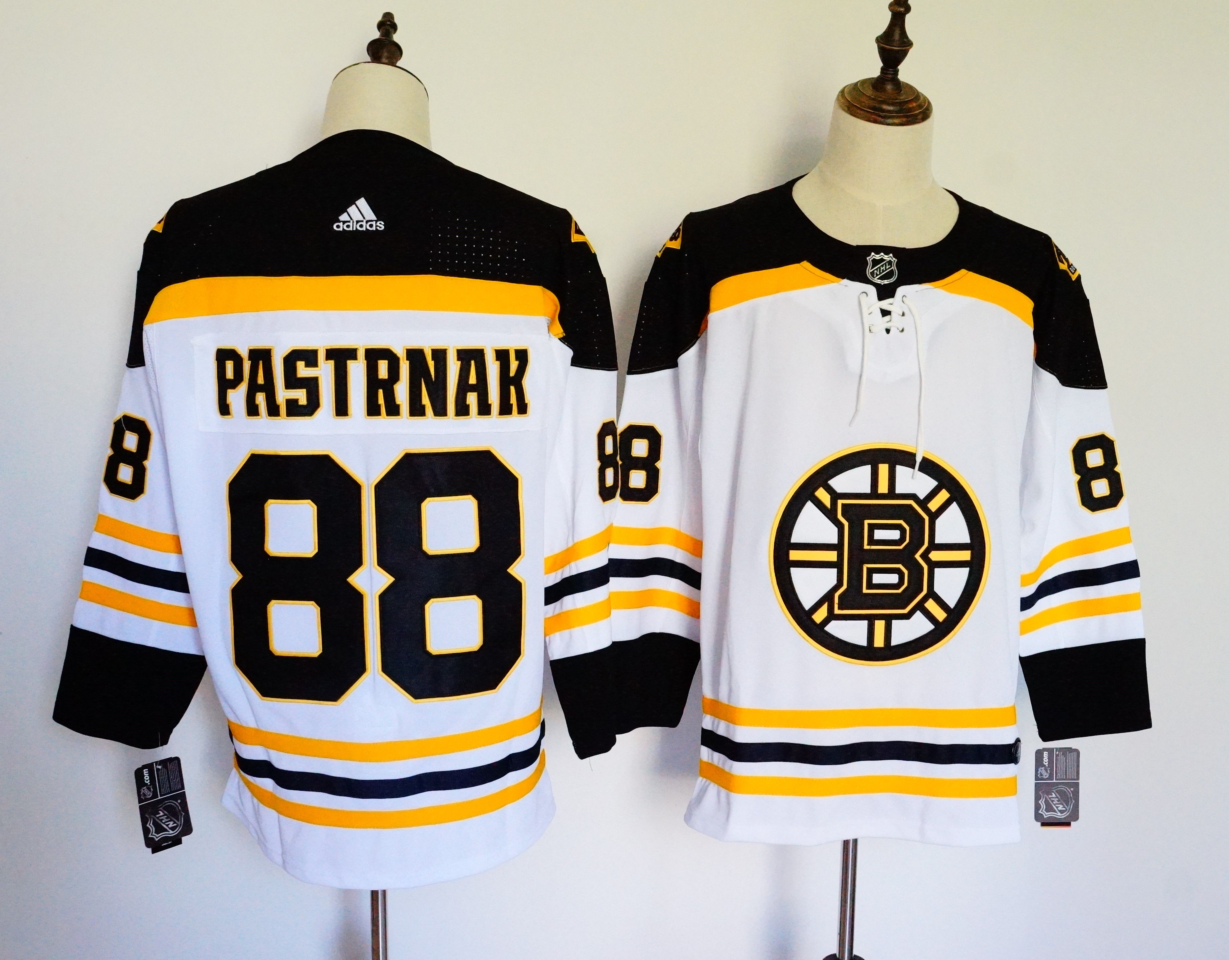 Men Boston Bruins 88 Pastrnak White Hockey Stitched Adidas NHL Jerseys